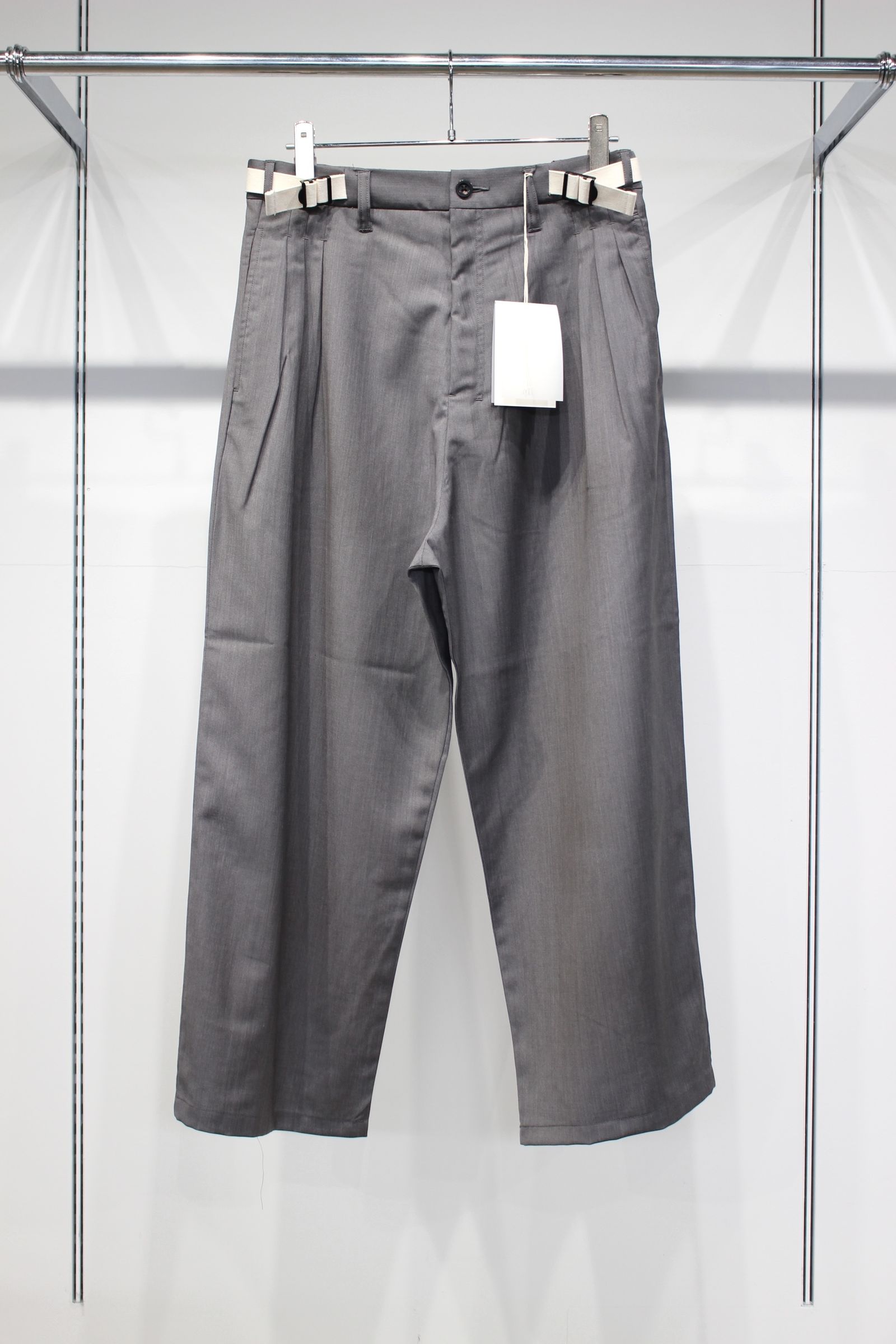 [ラスト1点] BELTED WOOL SLACKS | GRAY | スラックス