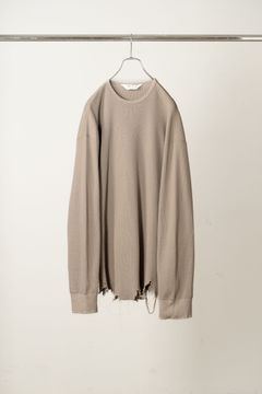 DAMAGE WAFFLE CREW LS | P.BEIGE | カットソー
