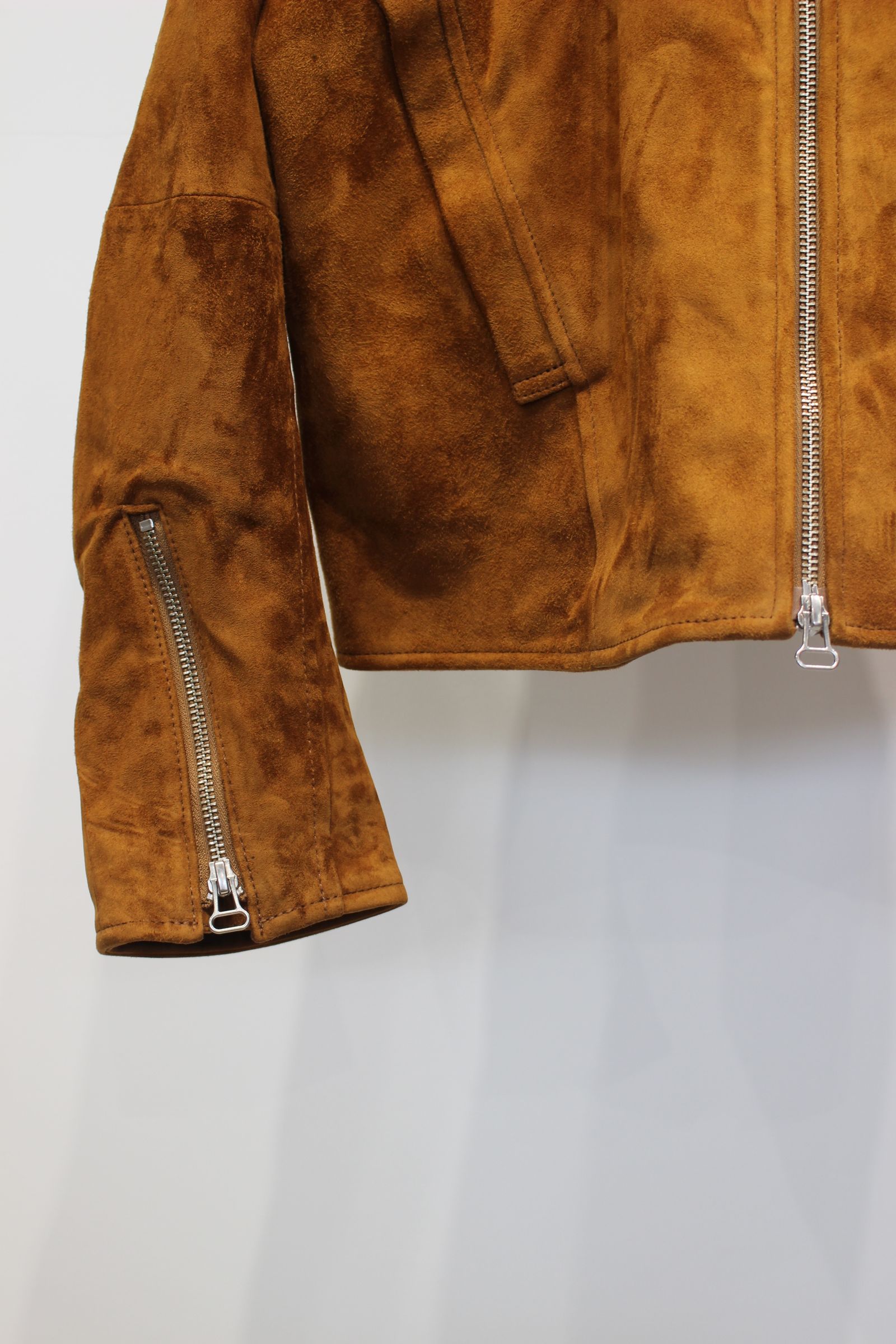NUBUCK DRAPING LEATHER JACKET | BROWN | レザージャケット