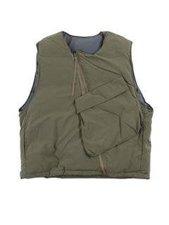 PUFFER VEST/ダウンベスト/カーキ-チャコールグレー