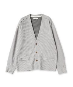 TUCK CORD WAFFLE CARDIGAN/WHITE/BLACK