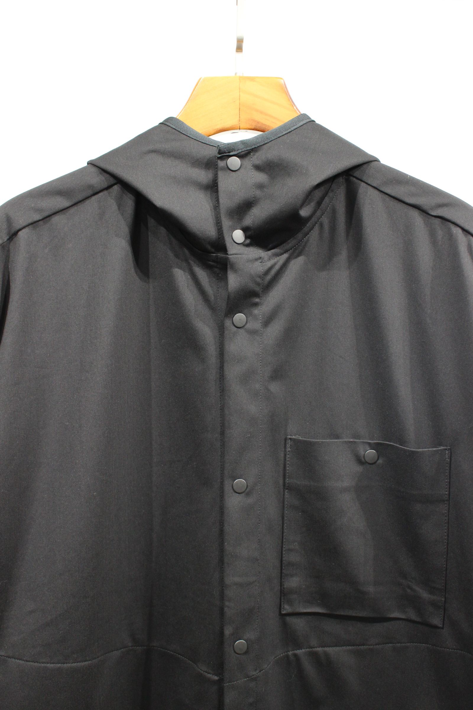 WARP KNIT HOODED SHIRT JACKET/BLACK