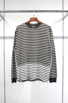 DOUBLE BORDER L/S TEE/OLIVE-WHITE