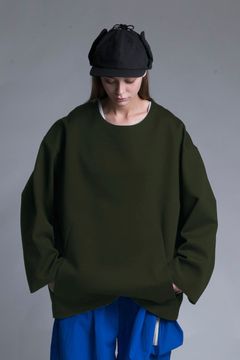 DOUBLE KNIT CREW NECK PULLOVER/OLIVE