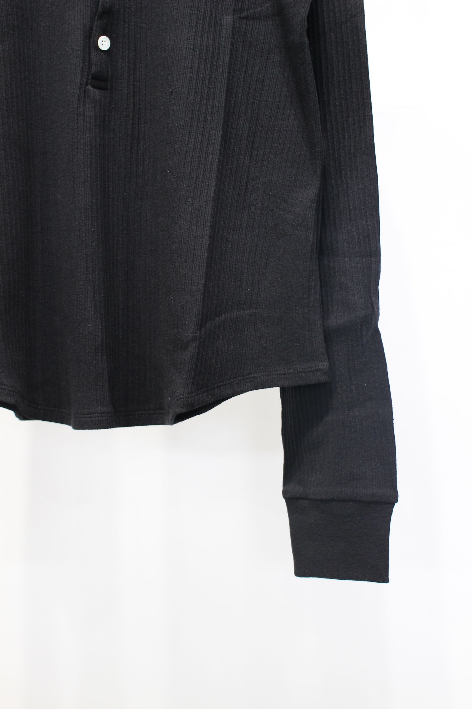 VINTAGE LIGHT RIB HENRY NECK L/S | BLACK | カットソー