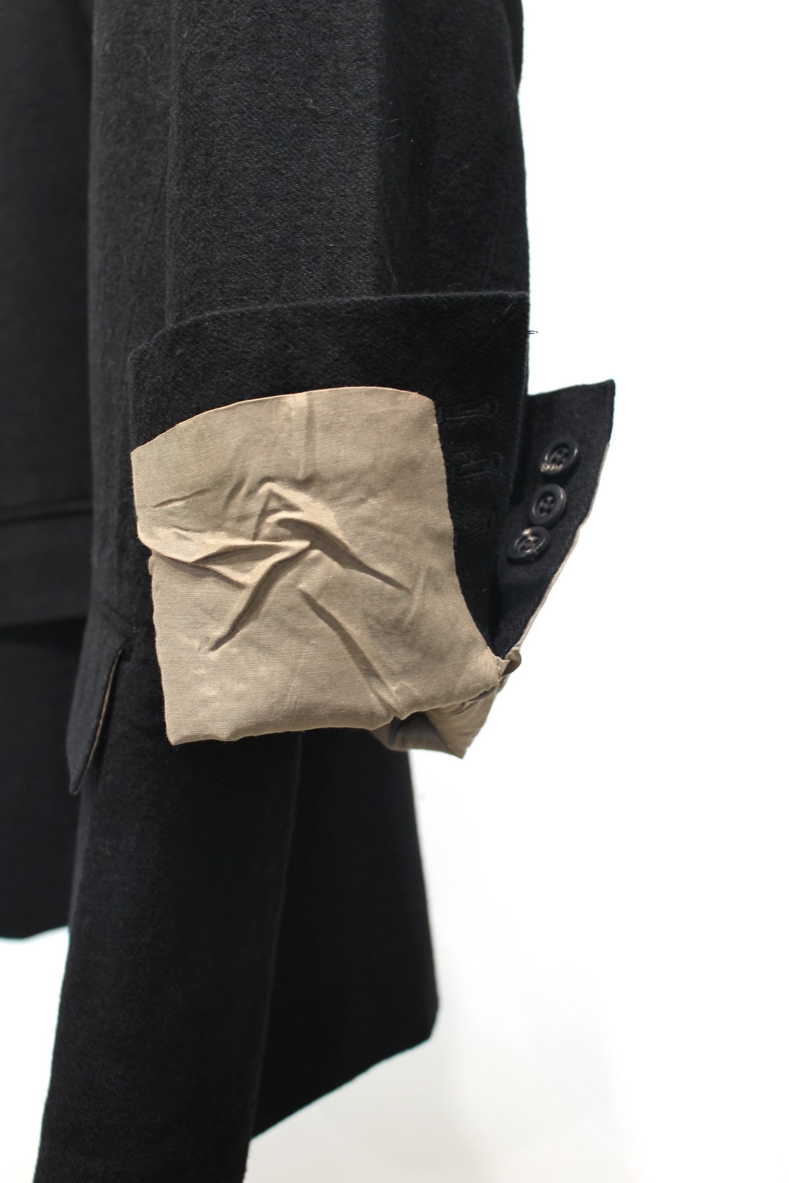 SEMI-DOUBLE TAILORED JACKET | SHRINK WOOL WIDE SLACKS | BLACK | セットアップ