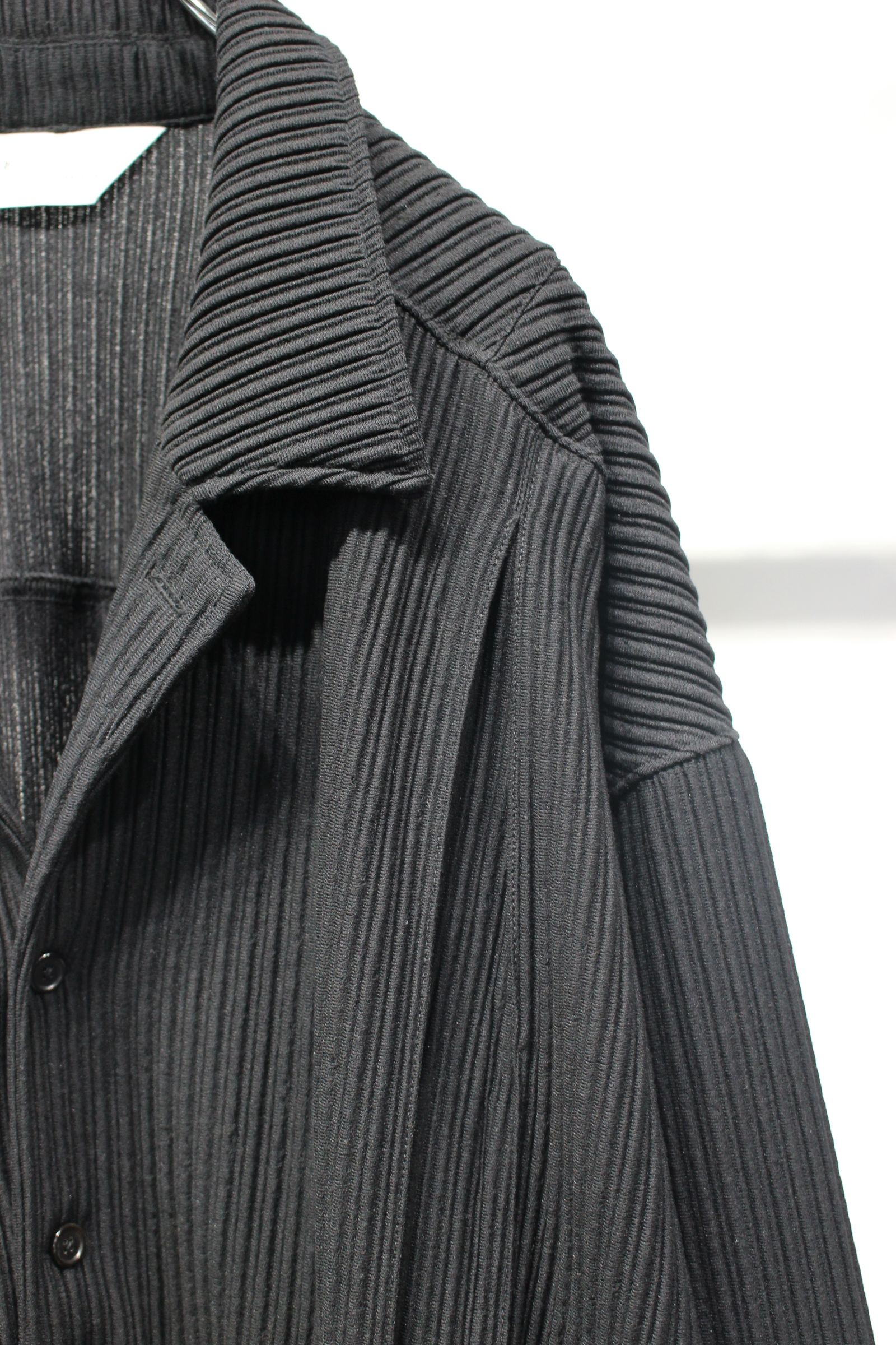 WRINKLED STRIPE SHIRT | BLACK | シャツジャケット