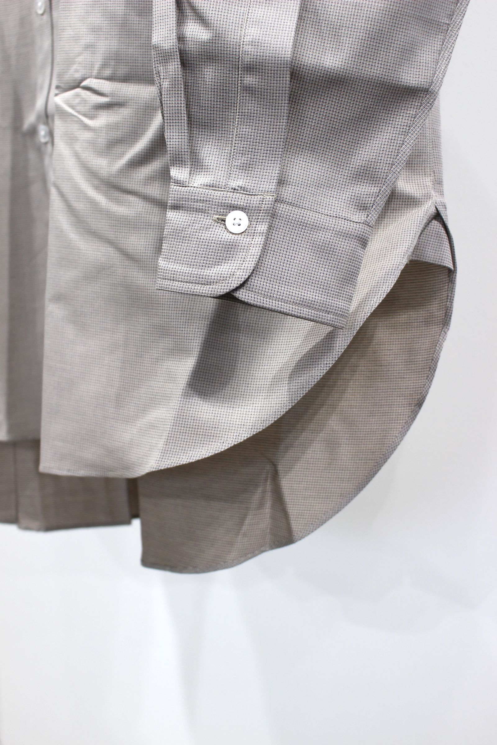 HYPER BIG COTTON SILK LATTICE STAND COLLAR SHIRT | BEIGE | シャツ