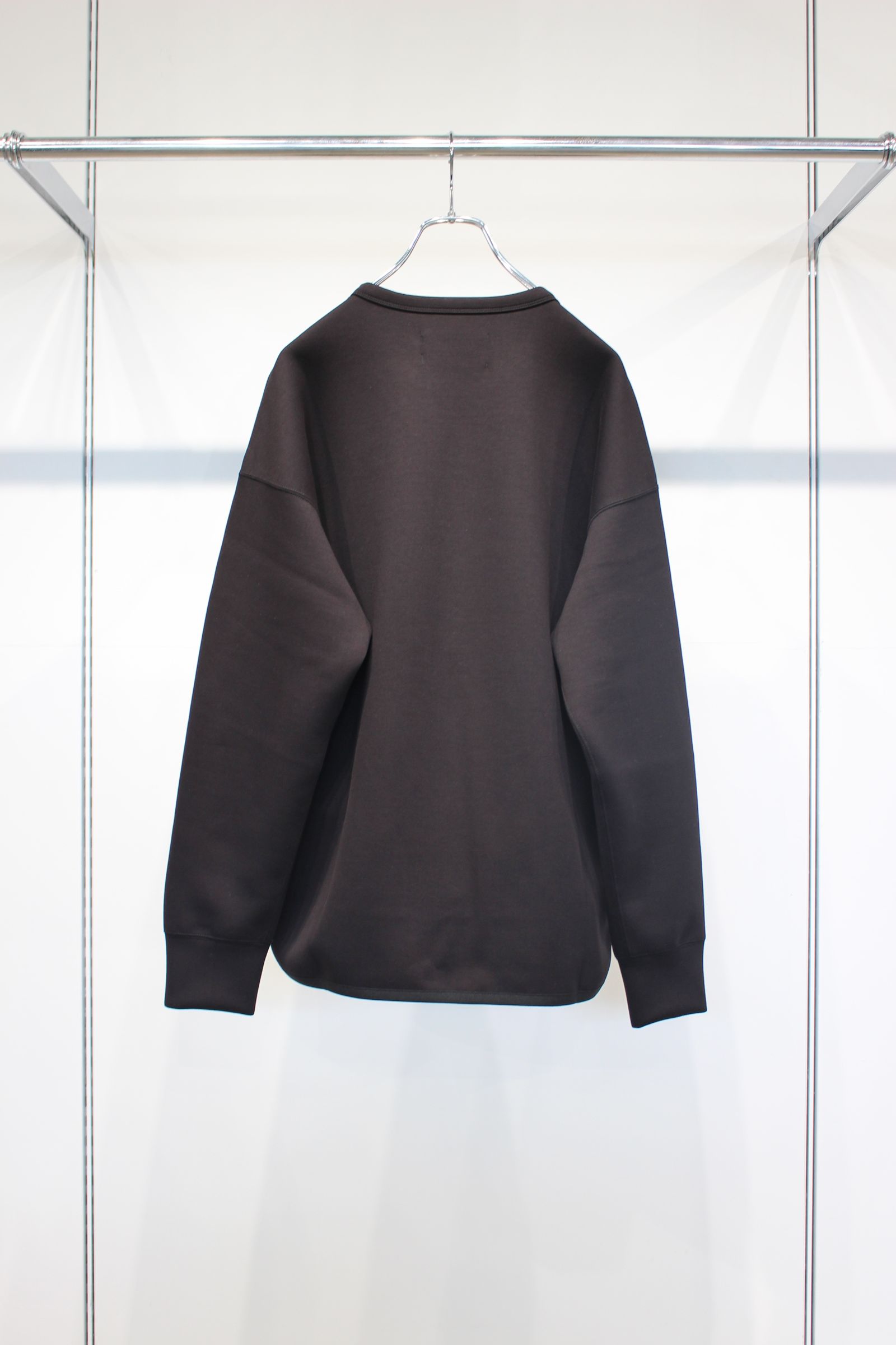 KNIT-COMBI RAYON DOUBLE-KNIT P/O | BLACK | クルーネックプルオーバー