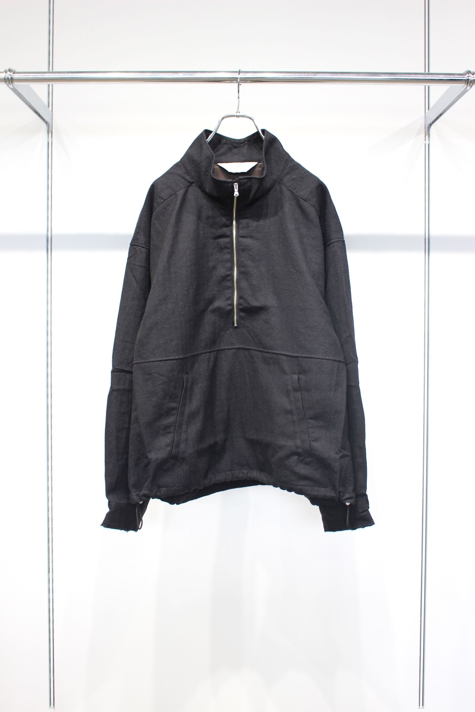 WOOL HALF ZIP PULL OVER SHIRT | CHARCOAL | ハーフジップ
