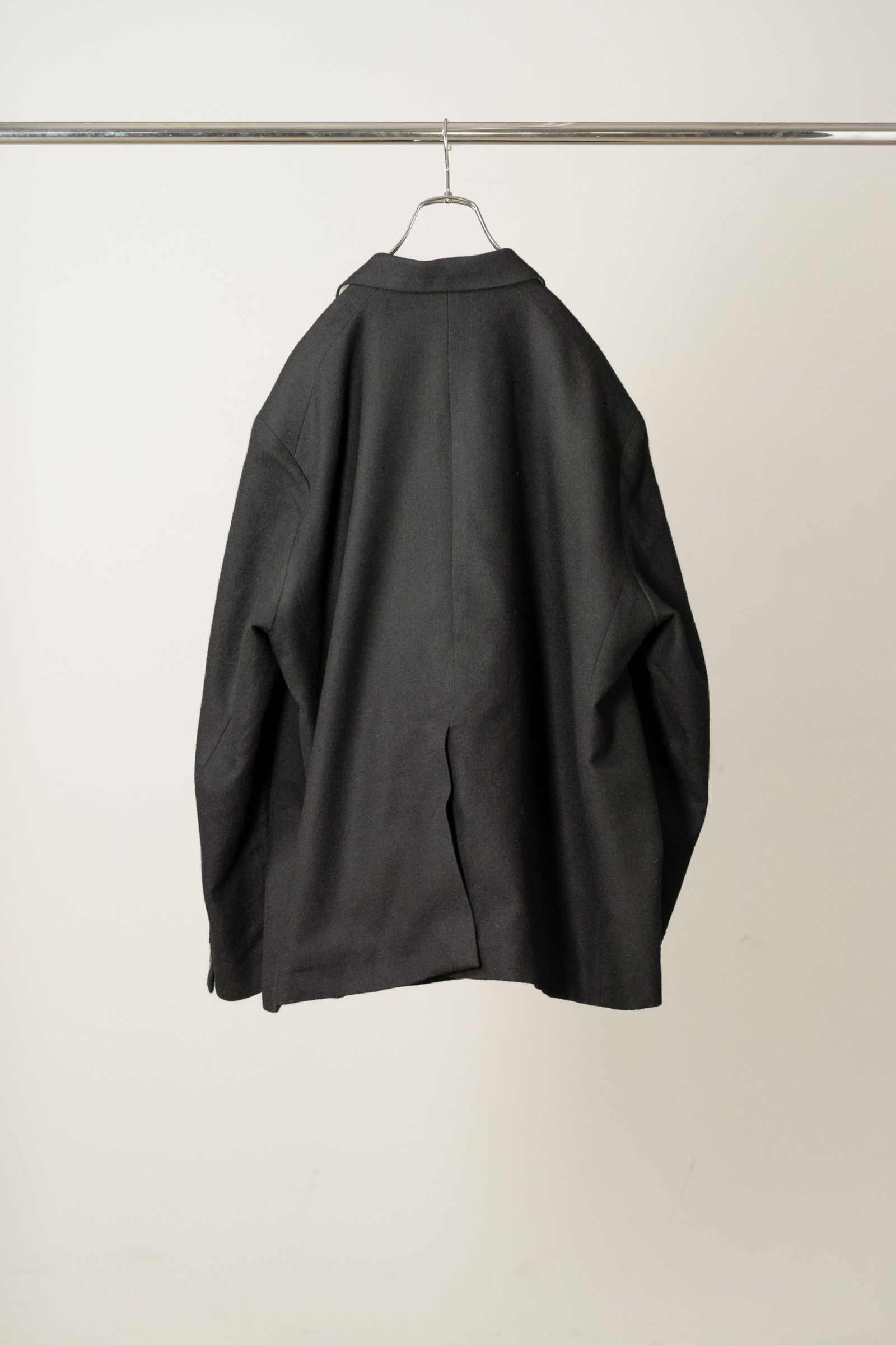 DOUBLE TAILORED JACKET | WOOL BELTED WIDE SLACKS | BLACK | セットアップ