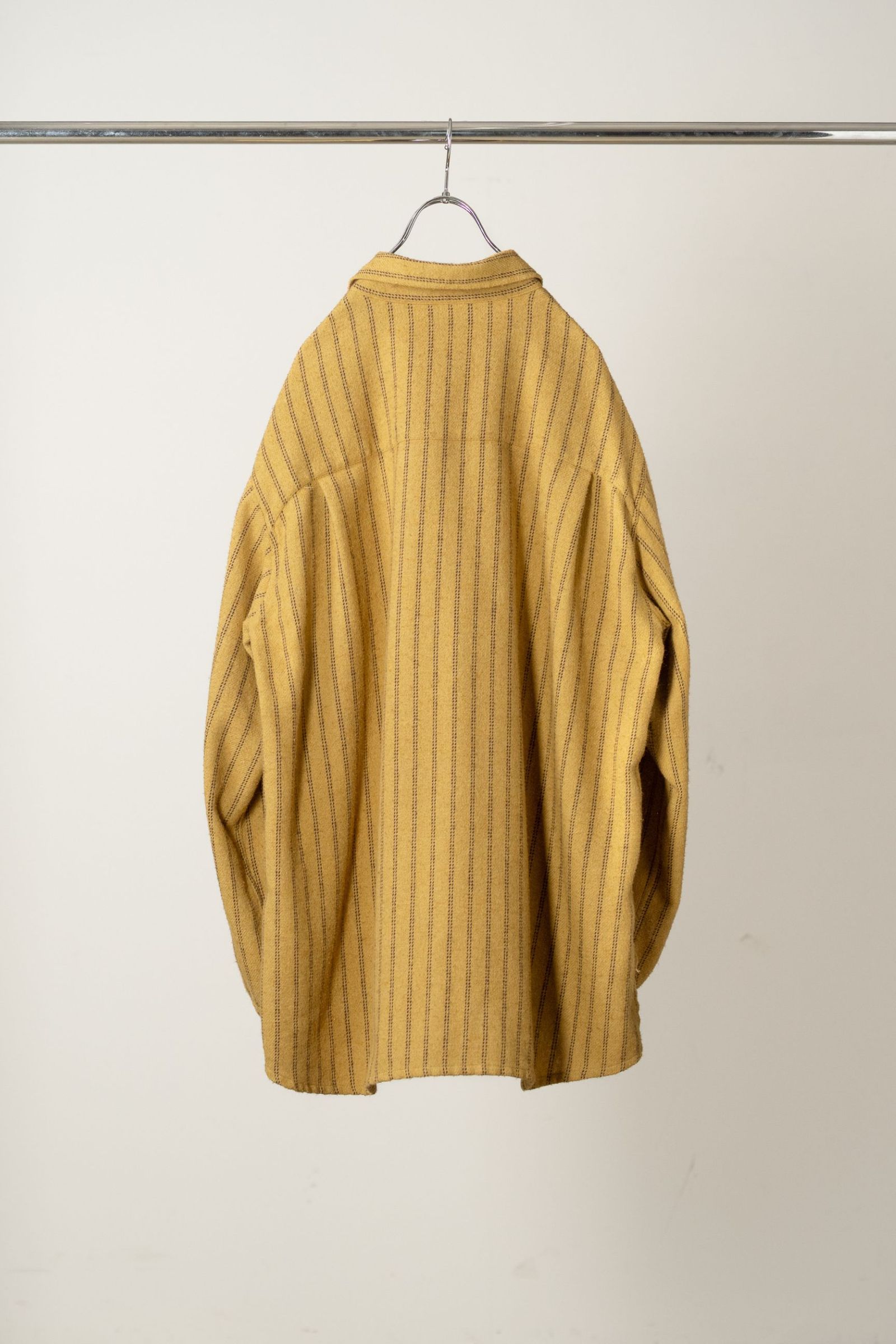 STRIPE BOXY WORK SHIRT | MUSTARD | シャツ