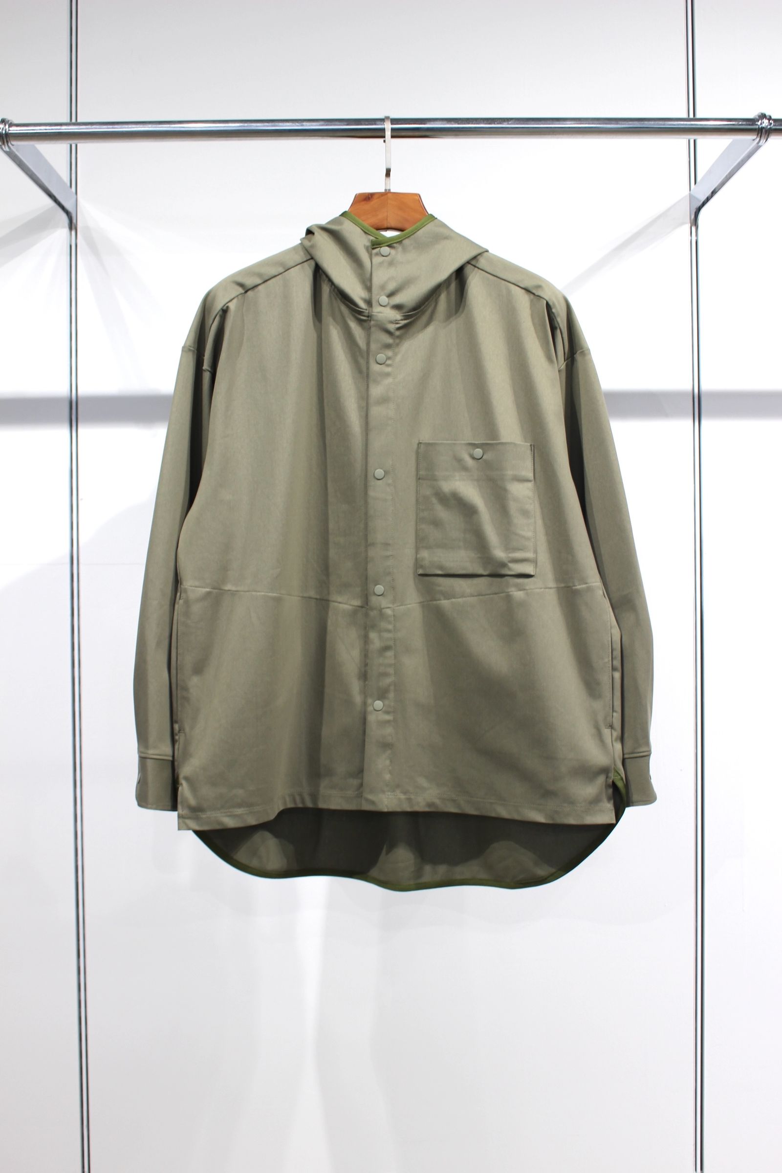WARP KNIT HOODED SHIRT JACKET | OLIVE | シャツ