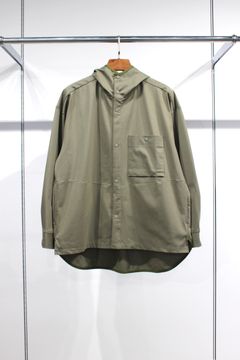 WARP KNIT HOODED SHIRT JACKET | OLIVE | シャツ
