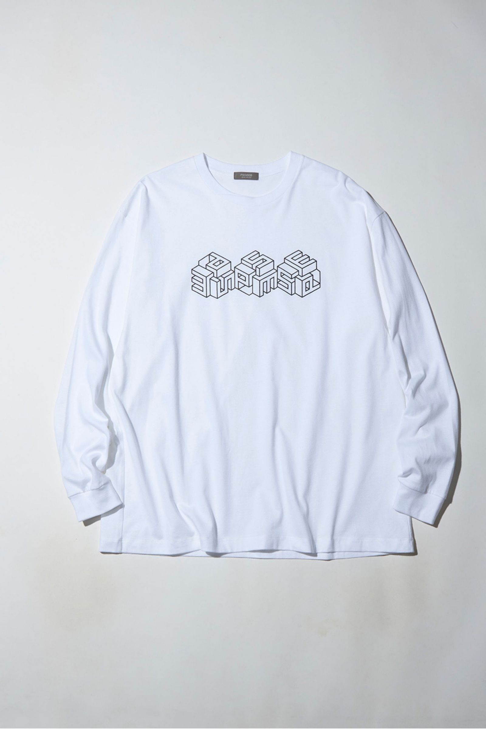 PRINTED CROSS NECK T-SHIRT LS -CUBE-/プリントカットソー