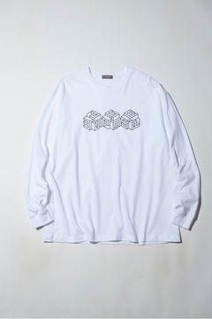 PRINTED CROSS NECK T-SHIRT LS -CUBE-/プリントカットソー
