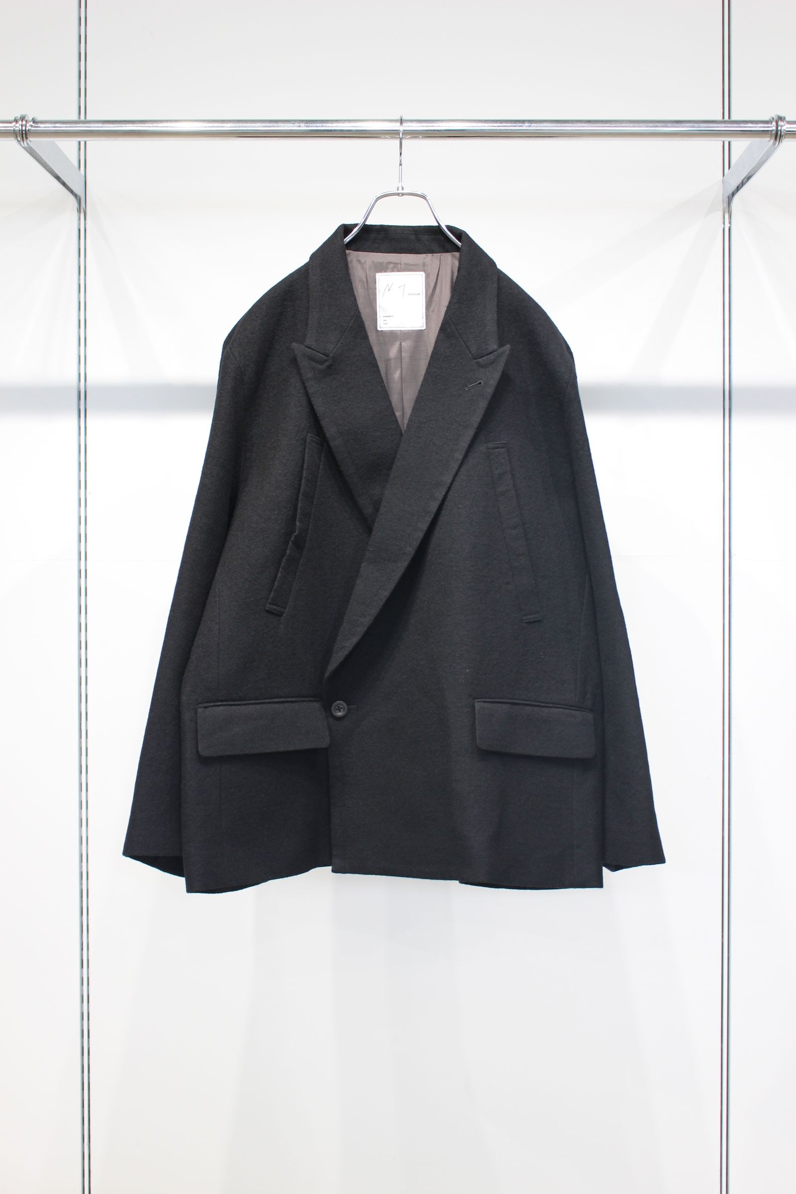 DOUBLE TAILORED JACKET | WOOL BELTED WIDE SLACKS | BLACK | セットアップ