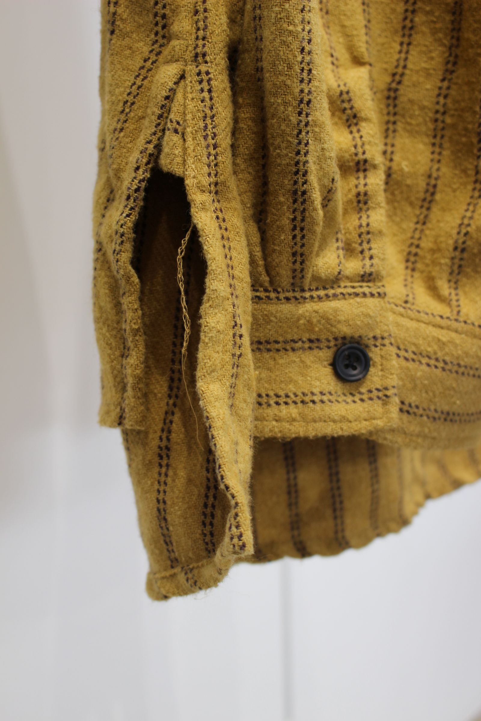 STRIPE BOXY WORK SHIRT | MUSTARD | シャツ