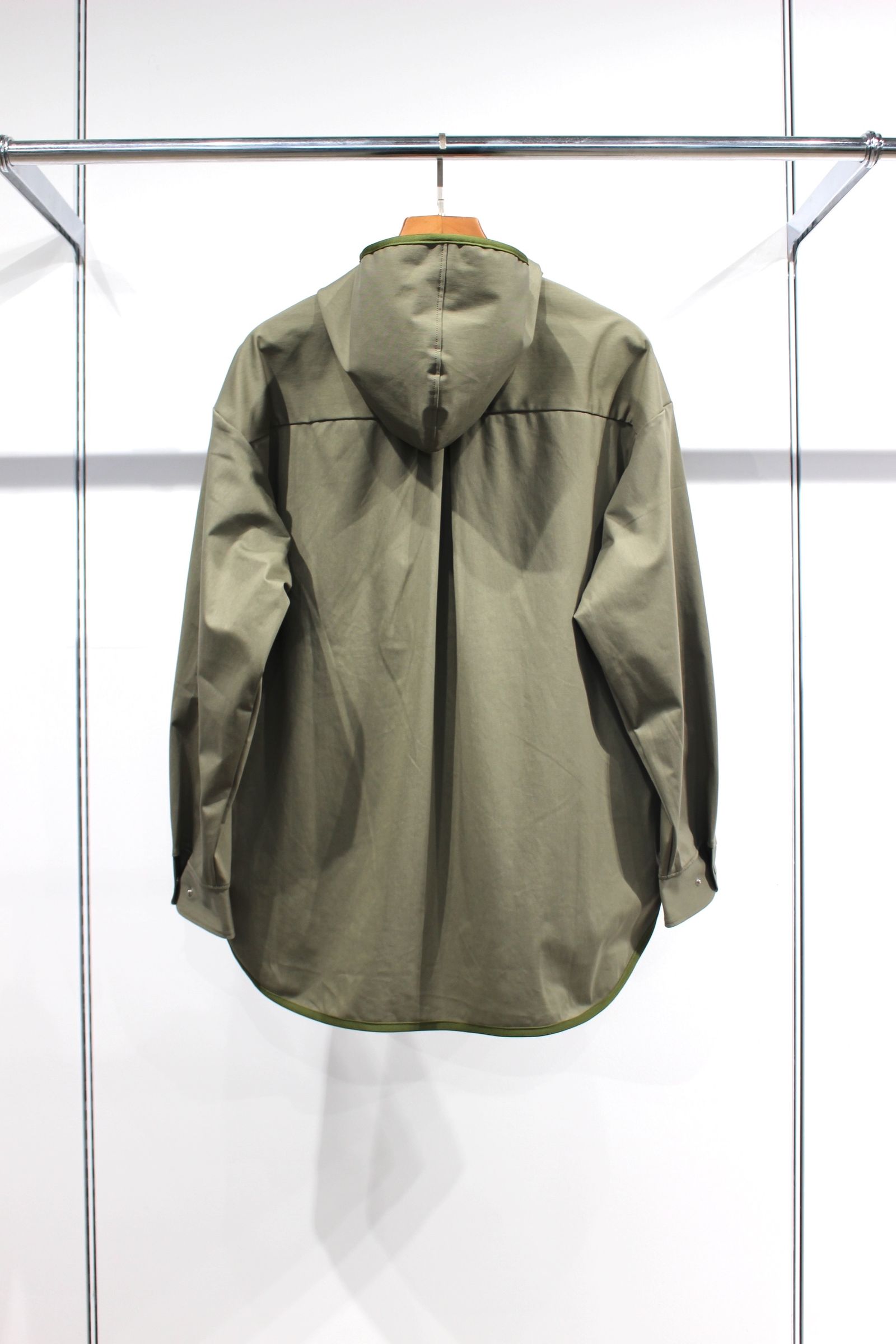 CURLY - WARP KNIT HOODED SHIRT JACKET | OLIVE | シャツ | NapsNote