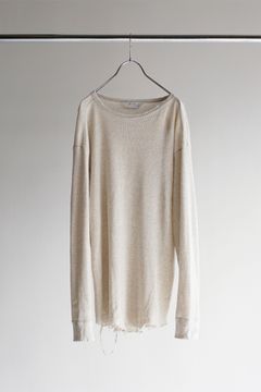 DAMAGE WAFFLE CREW LS T-SHIRT/IVORY