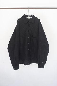 WINDOWPANE KIMONO SHIRT/BLACK