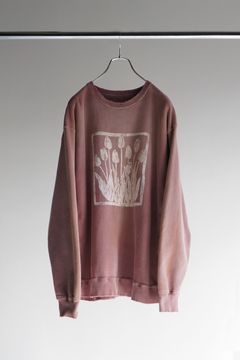 DYED DAMEGE FLOWER PT SWEAT SHIRT/D.PINK