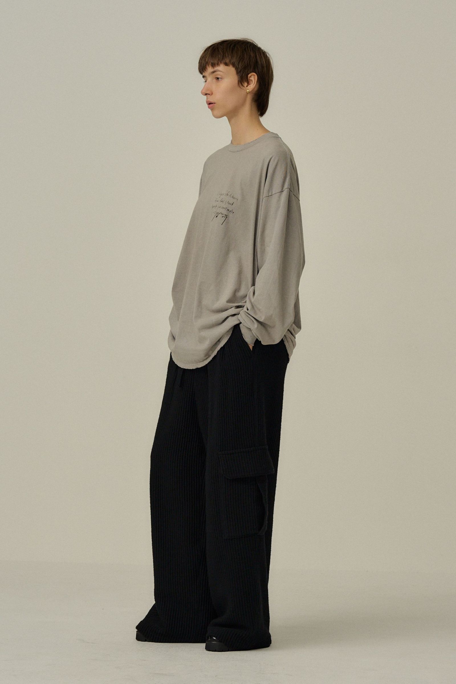WOOL CORDUROY CARGO SLACKS | BLACK | スラックス