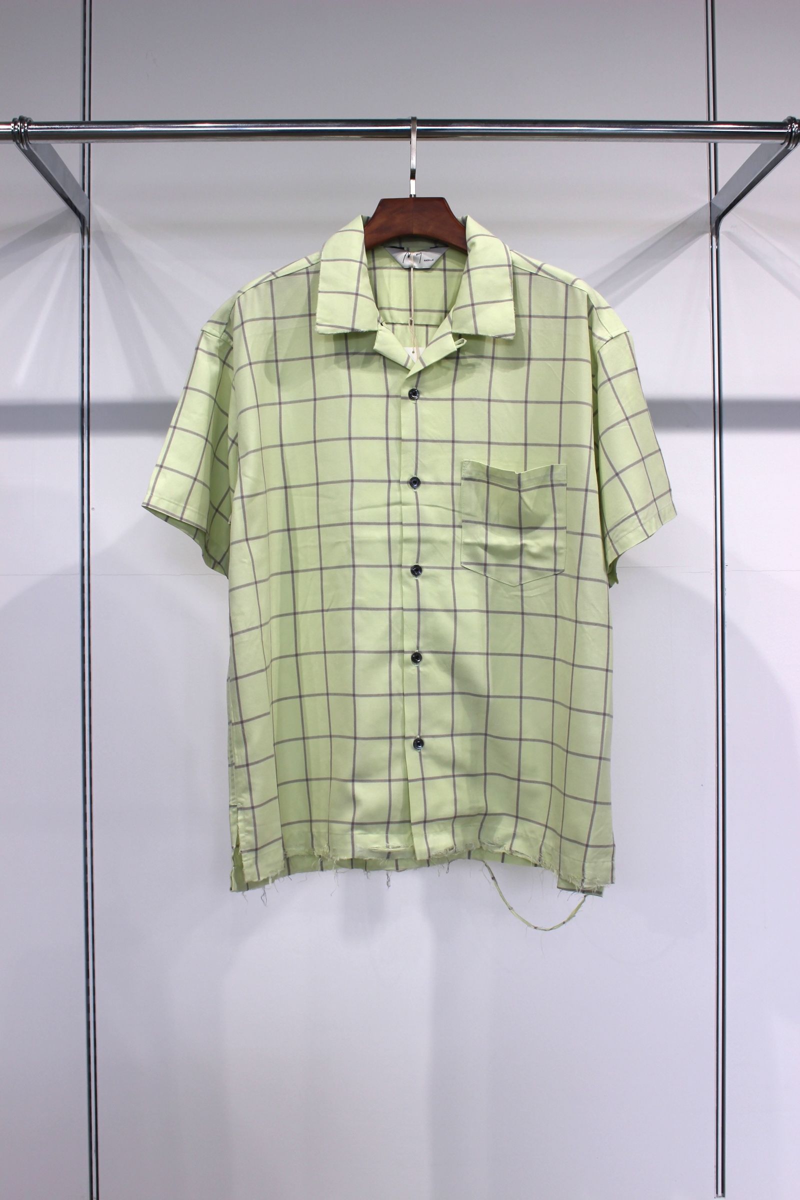 トップス ANCELLM RAYON CHECK OPEN COLLAR SS SHIRT ANCELLM - [ラスト1点] RAYON CHECK OPEN COLLAR SS SHIRT