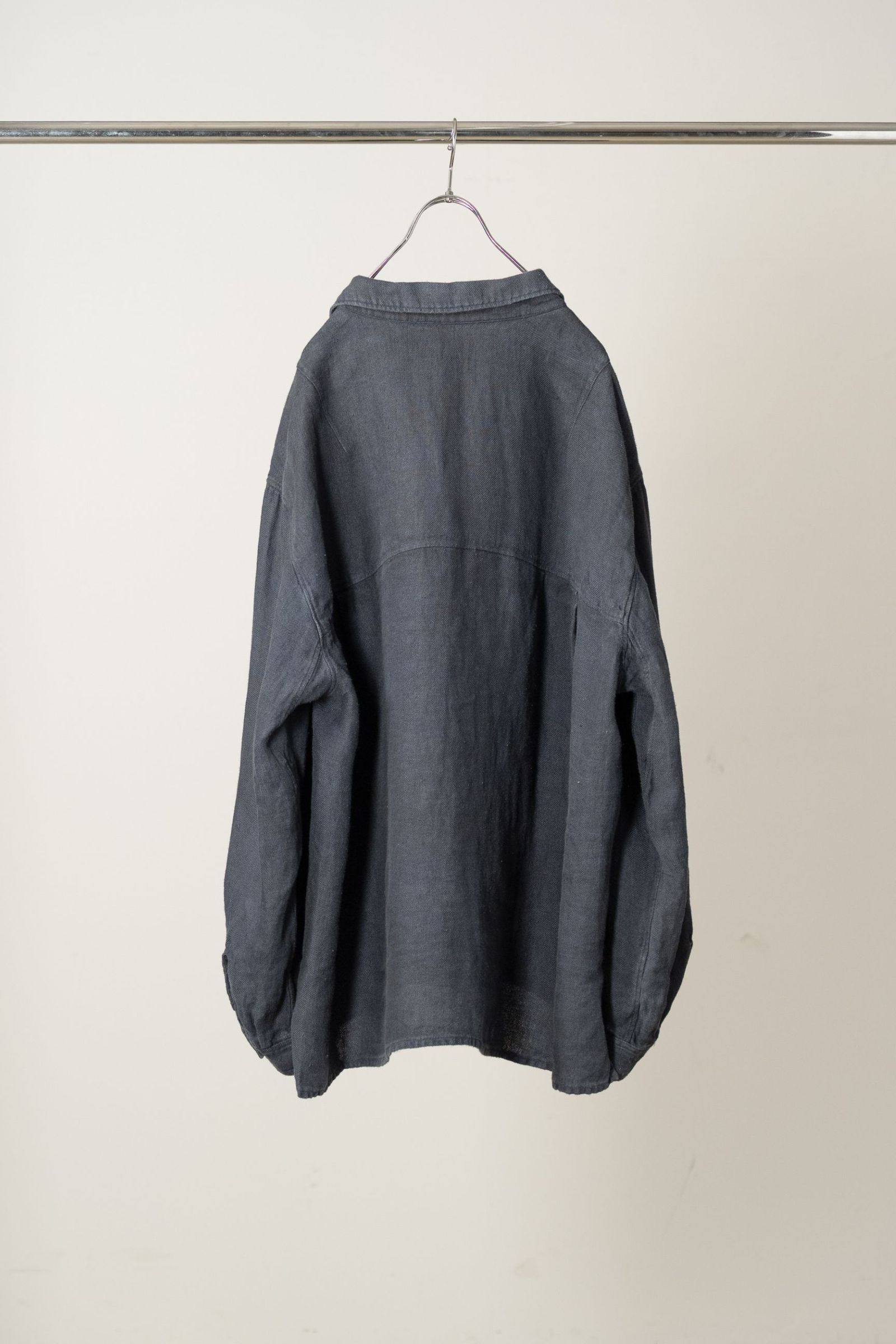 AGING LINEN CROSS-LINE SHIRT | NAVY | シャツ