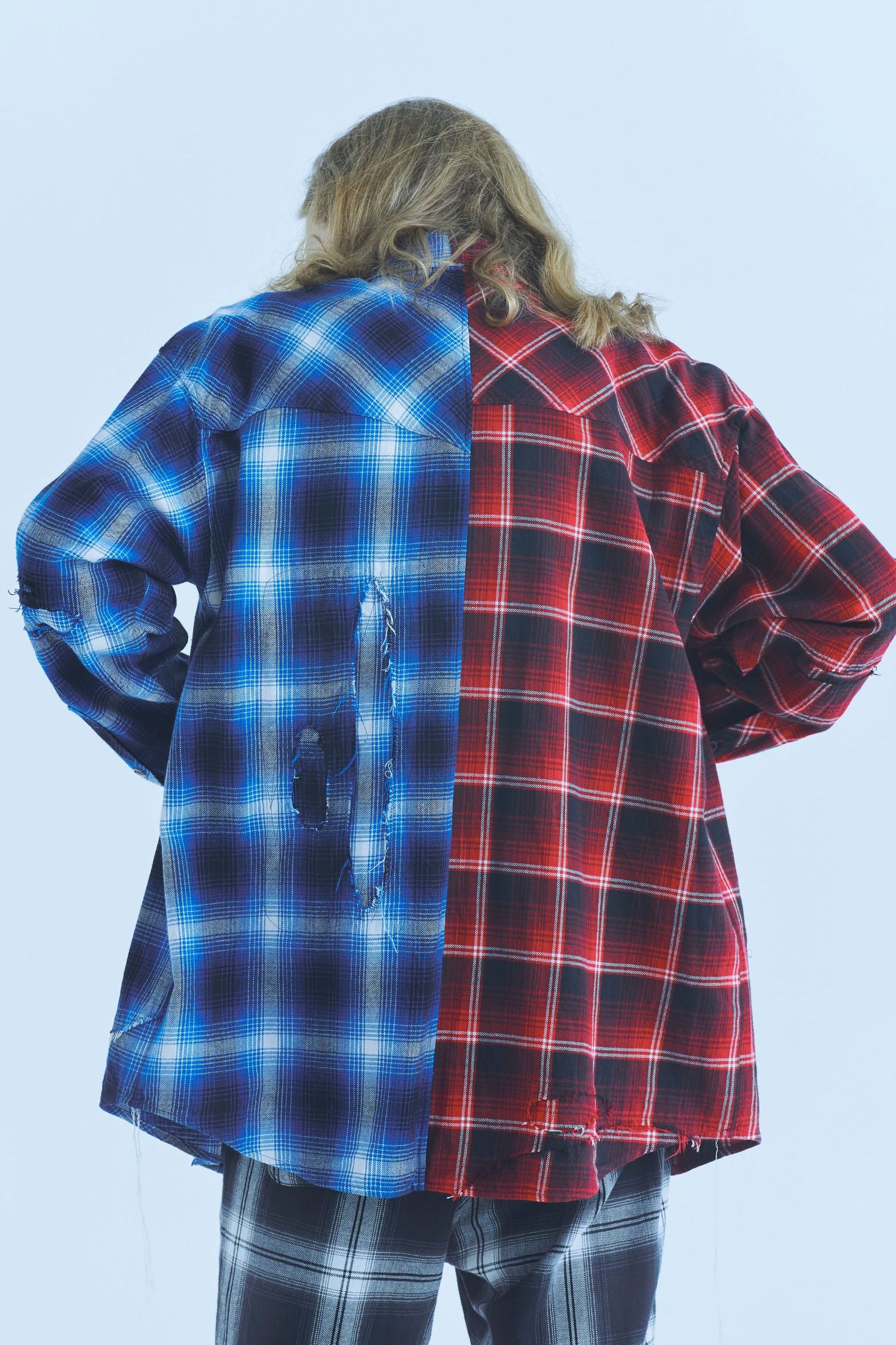 Remake shirt | BLU-RED | シャツ