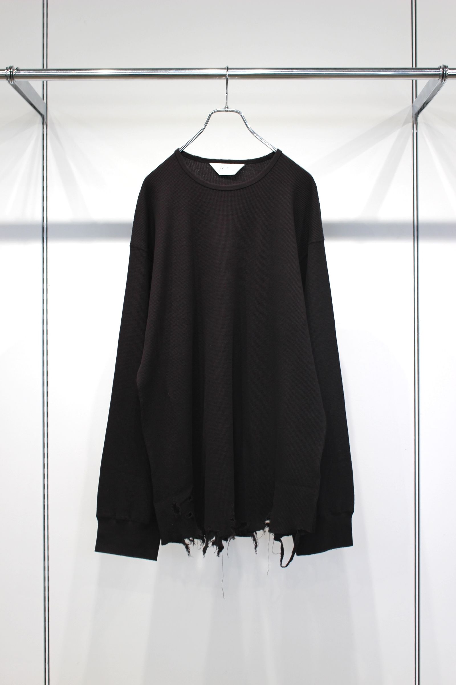 DAMAGE WAFFLE CREW LS | D.BROWN | カットソー