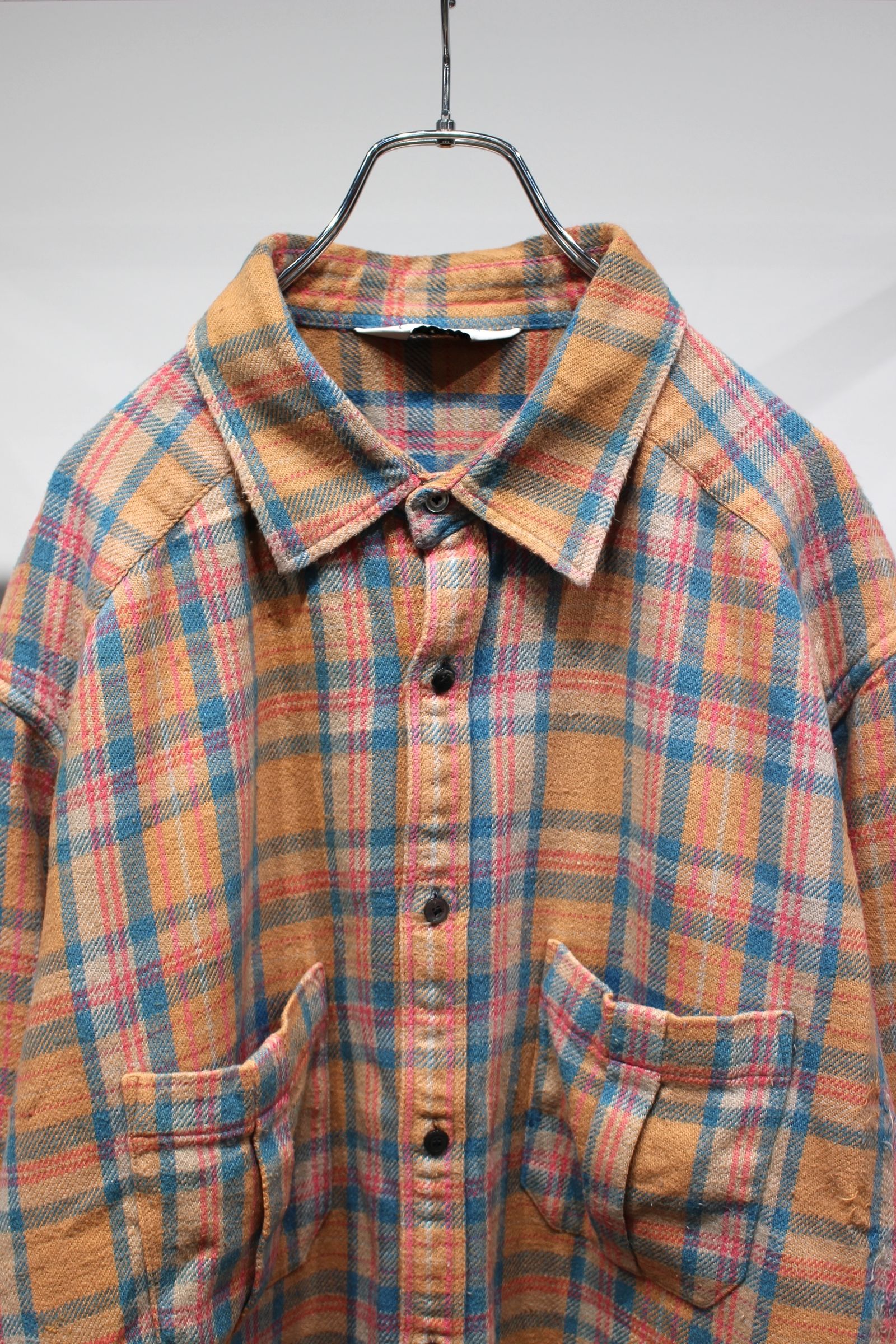 NEL CHECK OVER WORK SHIRT | CAMEL | ネルシャツ