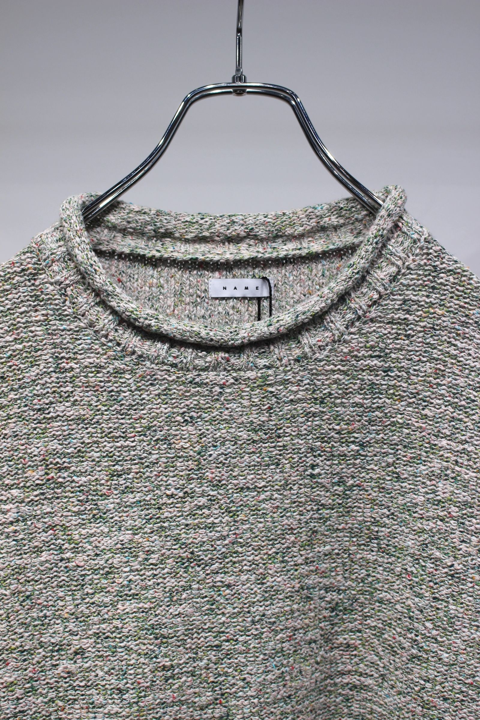 SHIFTED MELANGE KNIT PULLOVER : INSIDE OUT | MINT | ニット