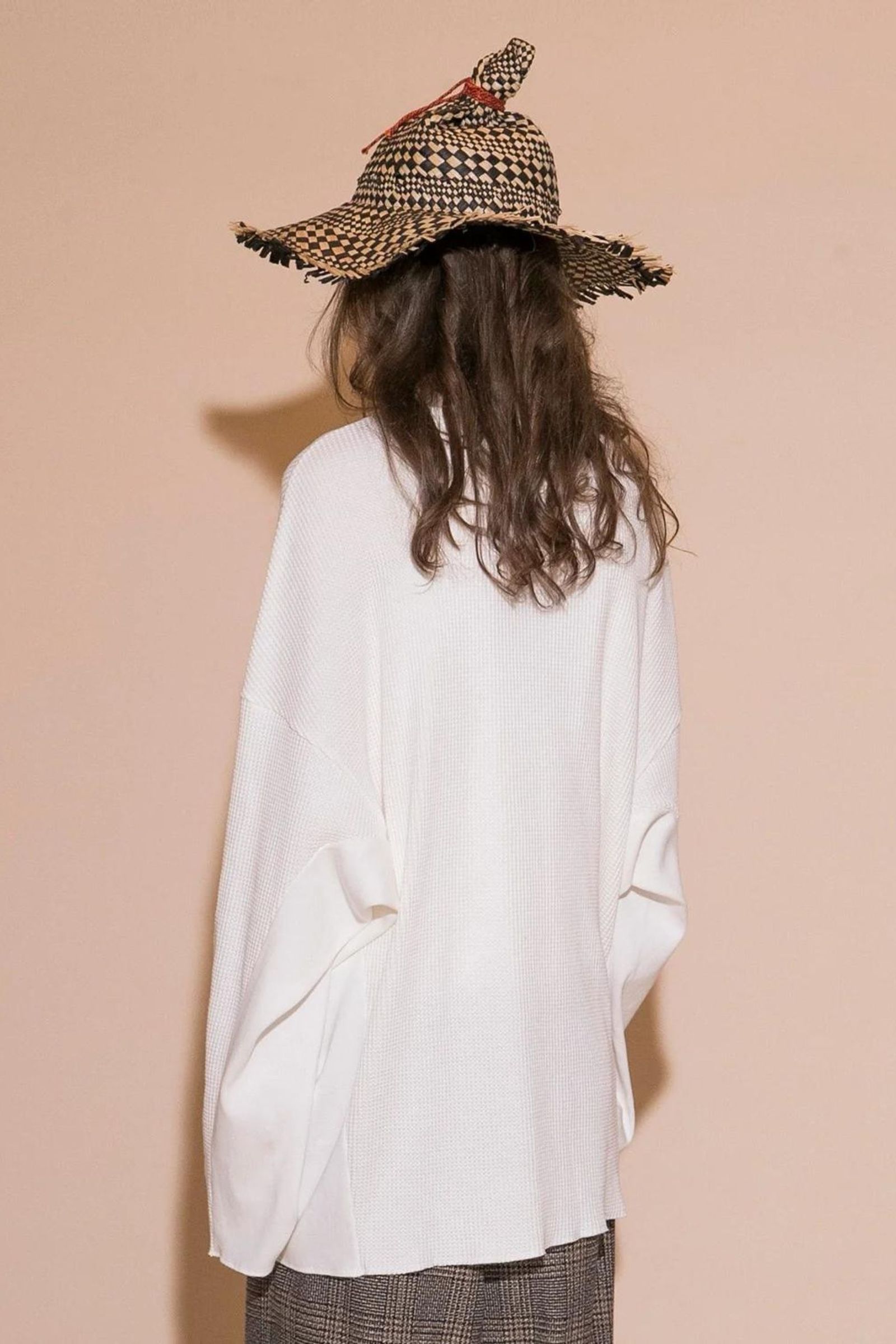my beautiful landlet - WAFFLE LONG SLEEVE PULLOVER | WHITE