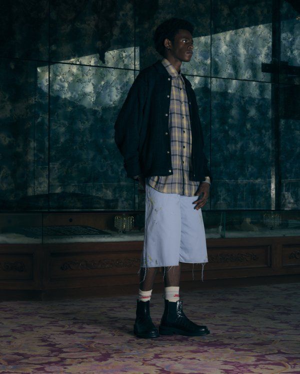 CHECK OVERSIZED SHIRT L/S/チェックシャツ/ベージュ