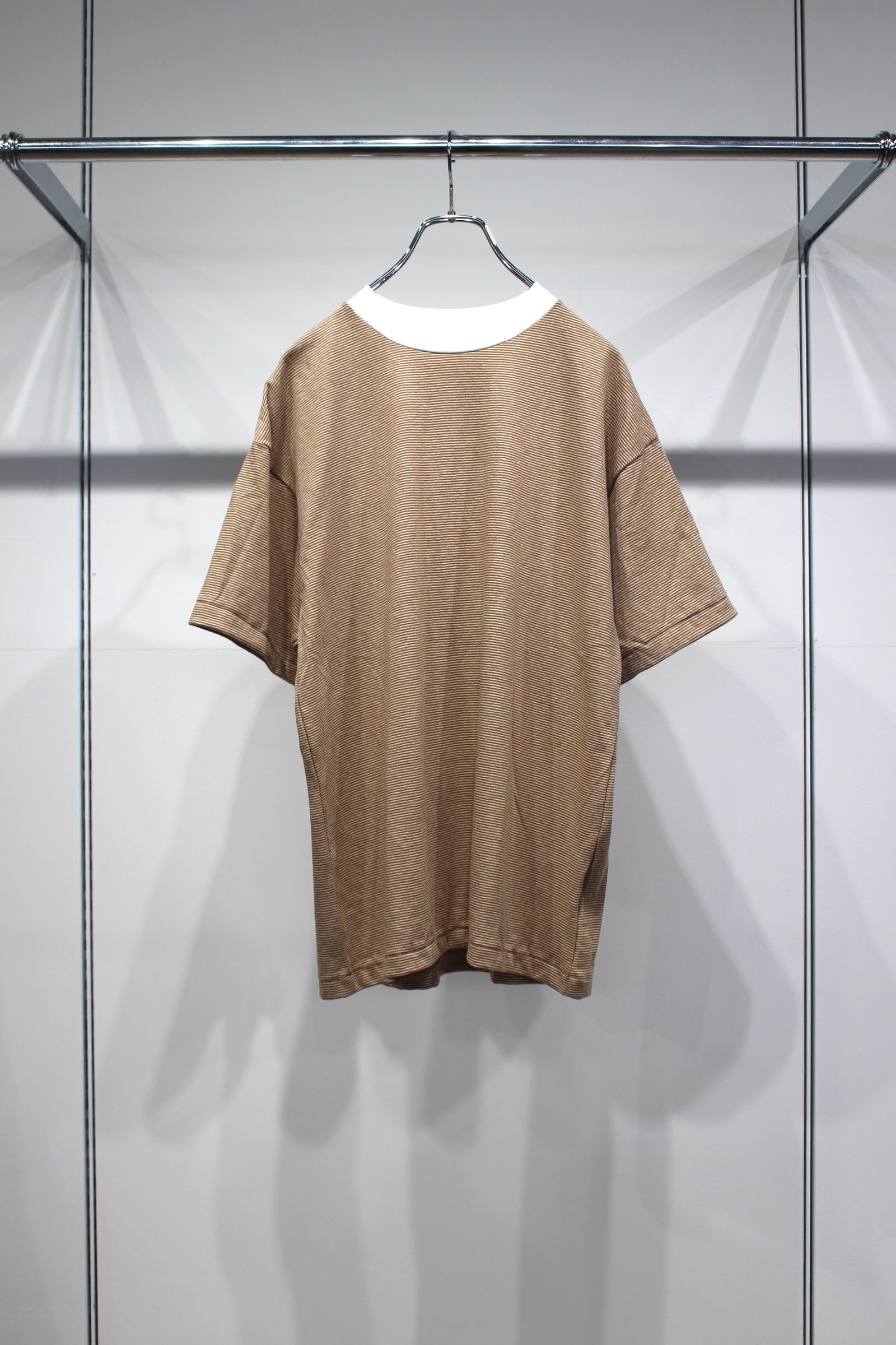 [ラスト1点] COTTON HEMP BORDER S/S TEE | BROWN | カットソー