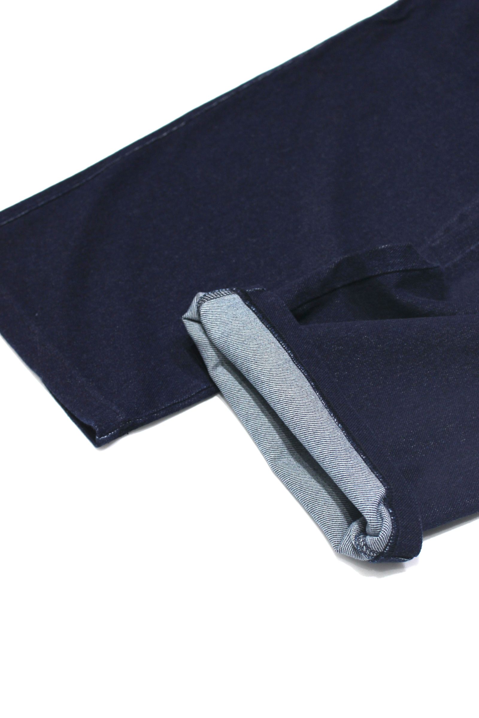 INDIGO 2TUCK WIDE EZ SLACKS “ONE WASHED”/ニットデニムパンツ