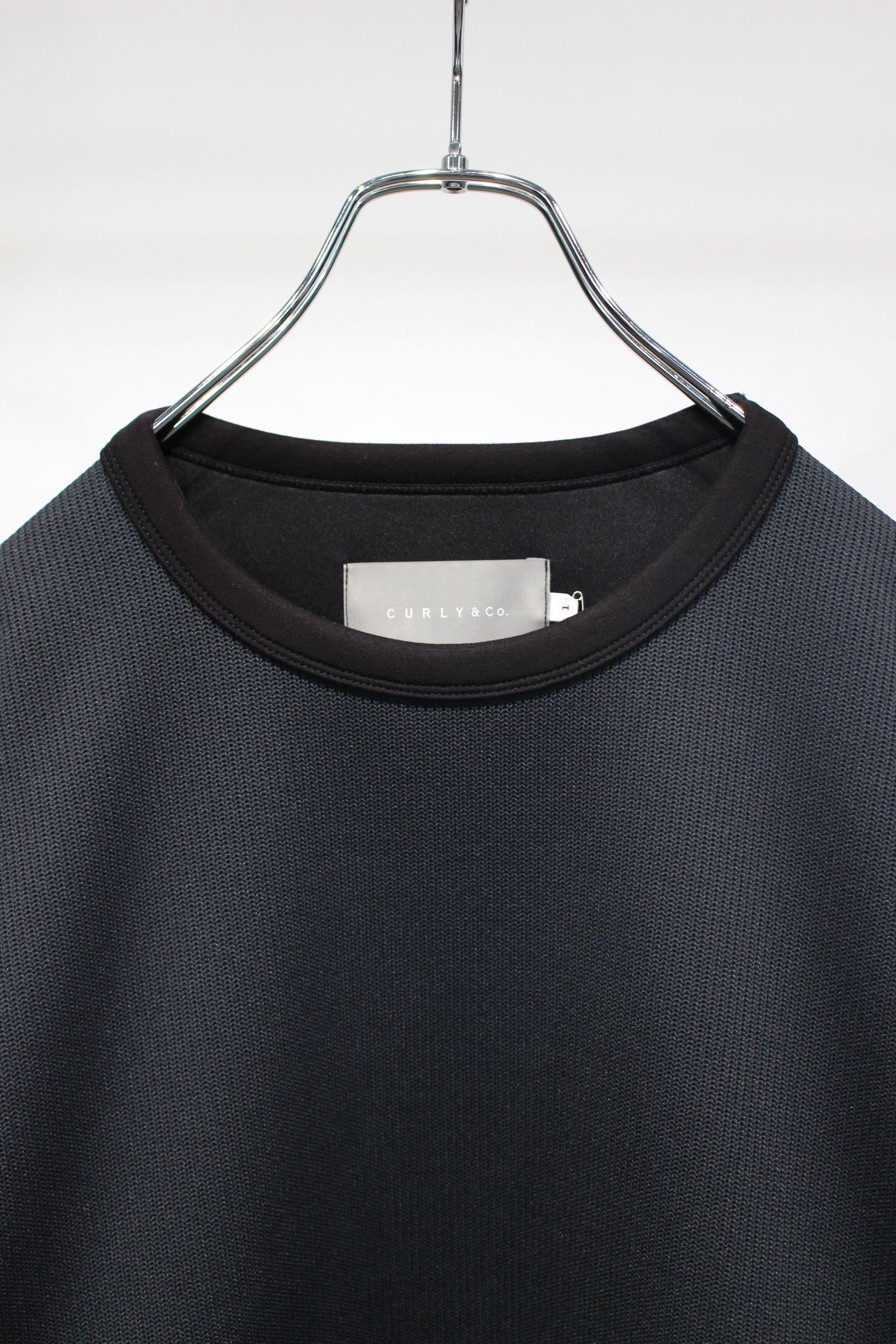 KNIT-COMBI RAYON DOUBLE-KNIT P/O | BLACK | クルーネックプルオーバー