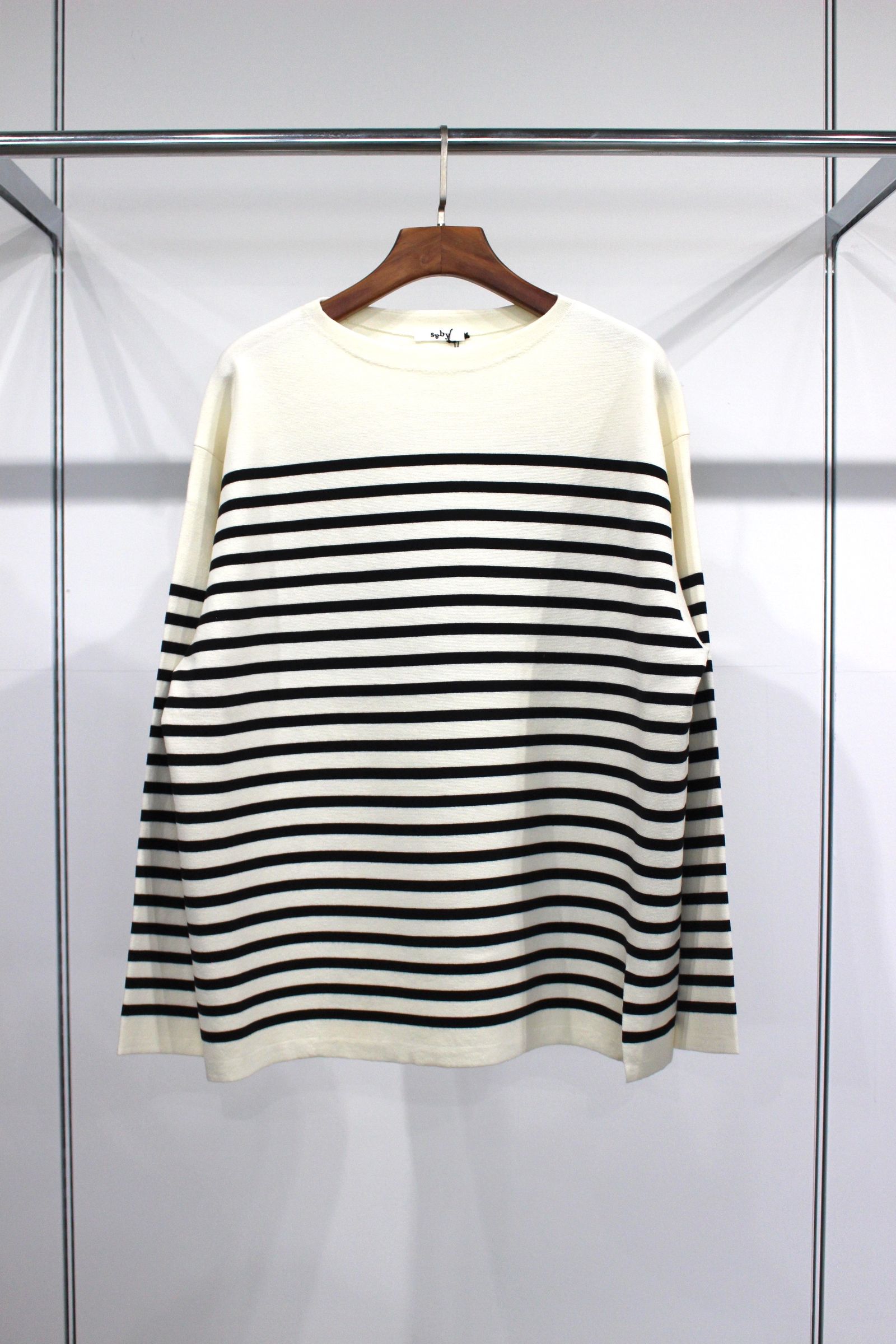 MILAN RIB BOAT NECK BORDER KNIT - 14G Compact Yarn -/ミラノリブニット