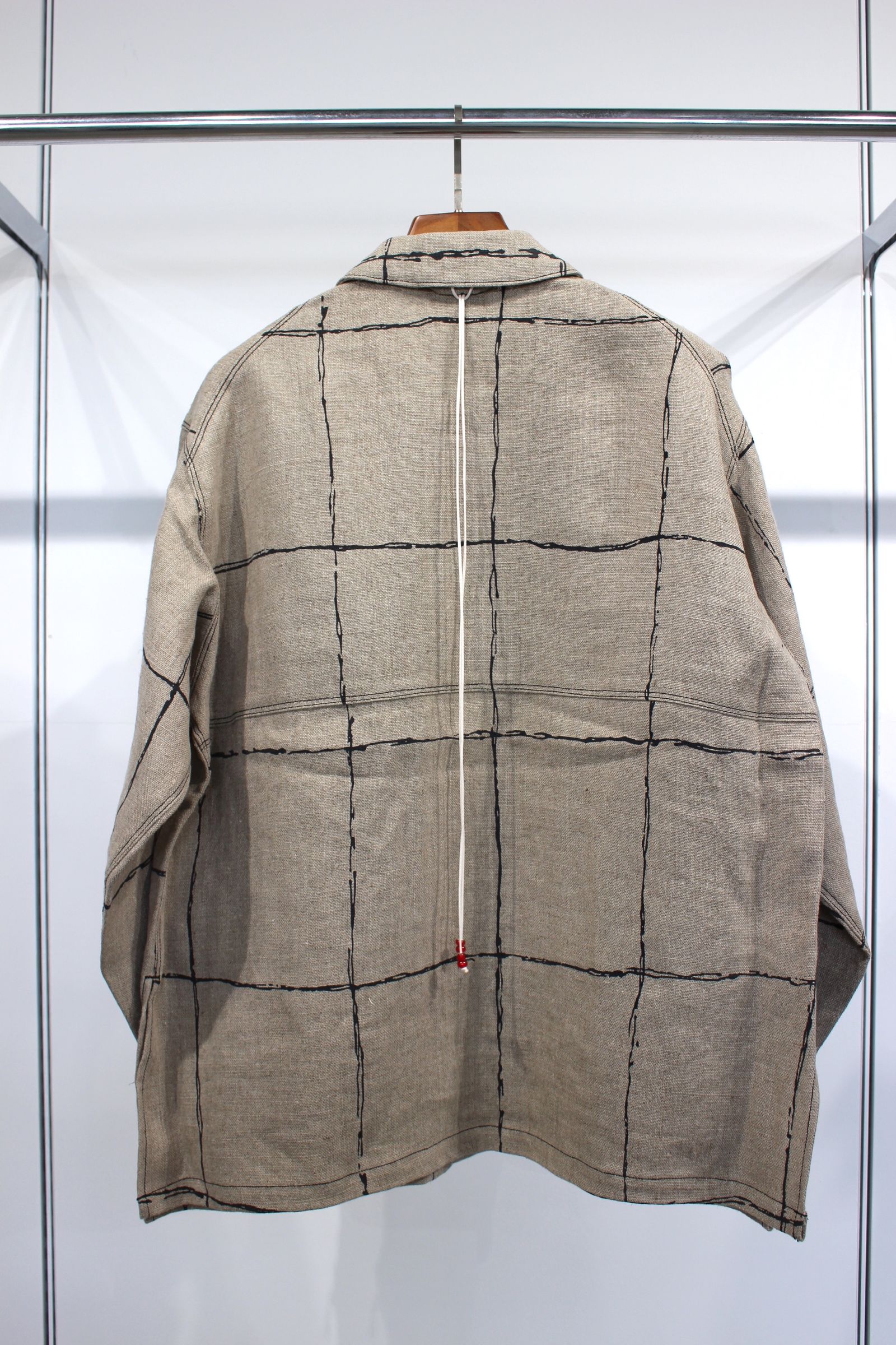 ANCELLM - DRAWING CHECK LINEN COVERALL/NATURAL | NapsNote