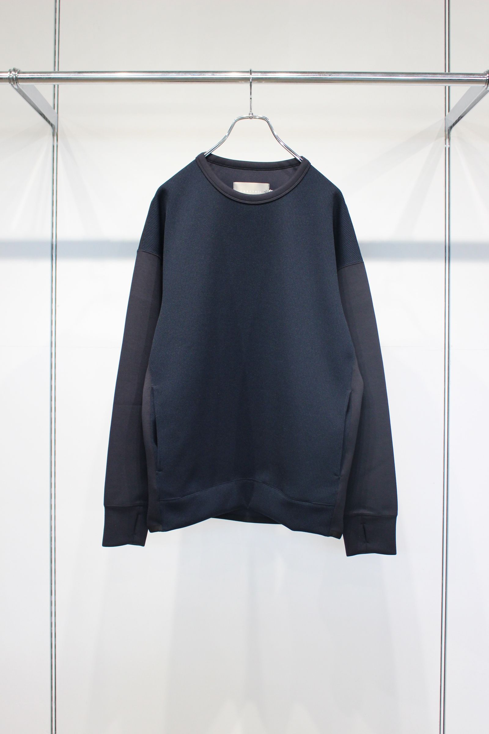 KNIT-COMBI RAYON DOUBLE-KNIT P/O | NAVY | クルーネックプルオーバー