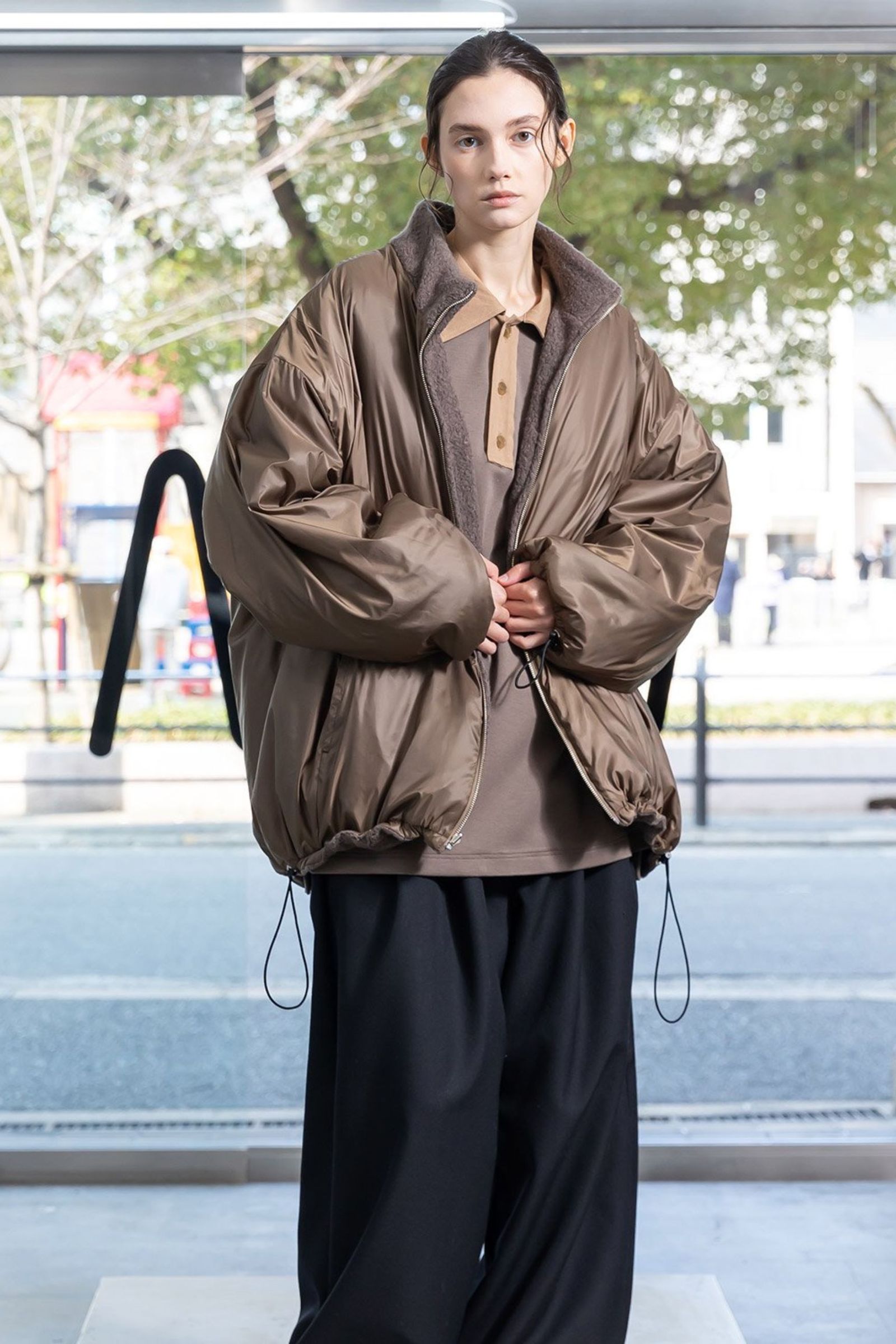 BISHU ANGORA PILE JERSEY Reversible Blouson/BROWN/ボアブルゾン
