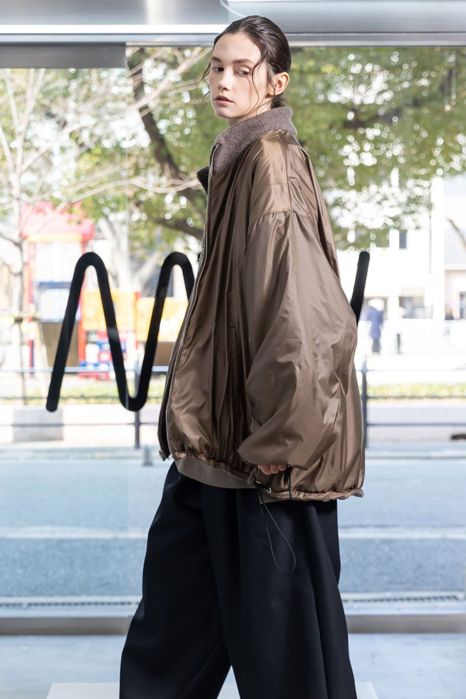 BISHU ANGORA PILE JERSEY Reversible Blouson/BROWN/ボアブルゾン