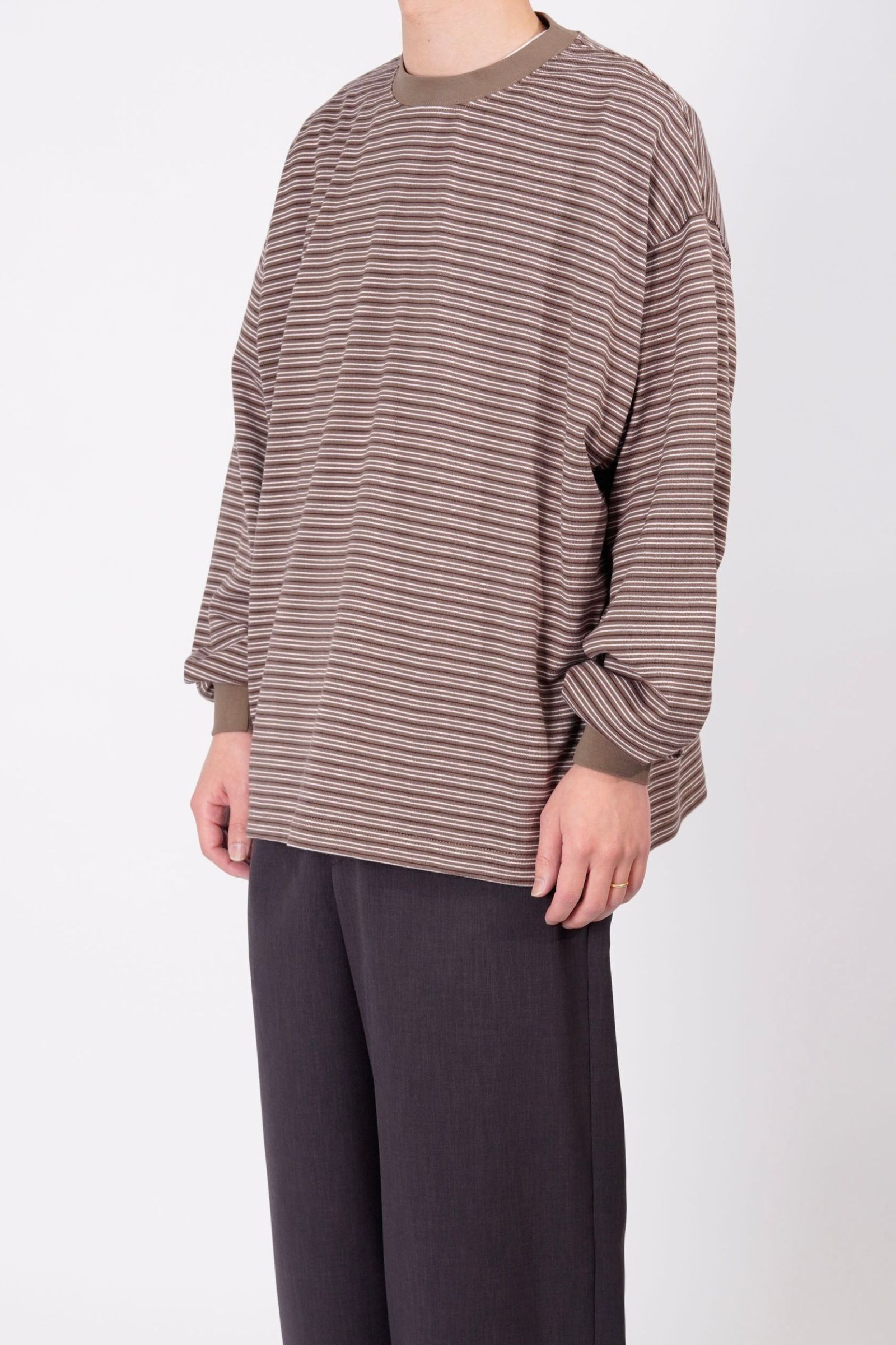 BORDER WIDE L/S T-SHIRT | KHAKI | カットソー