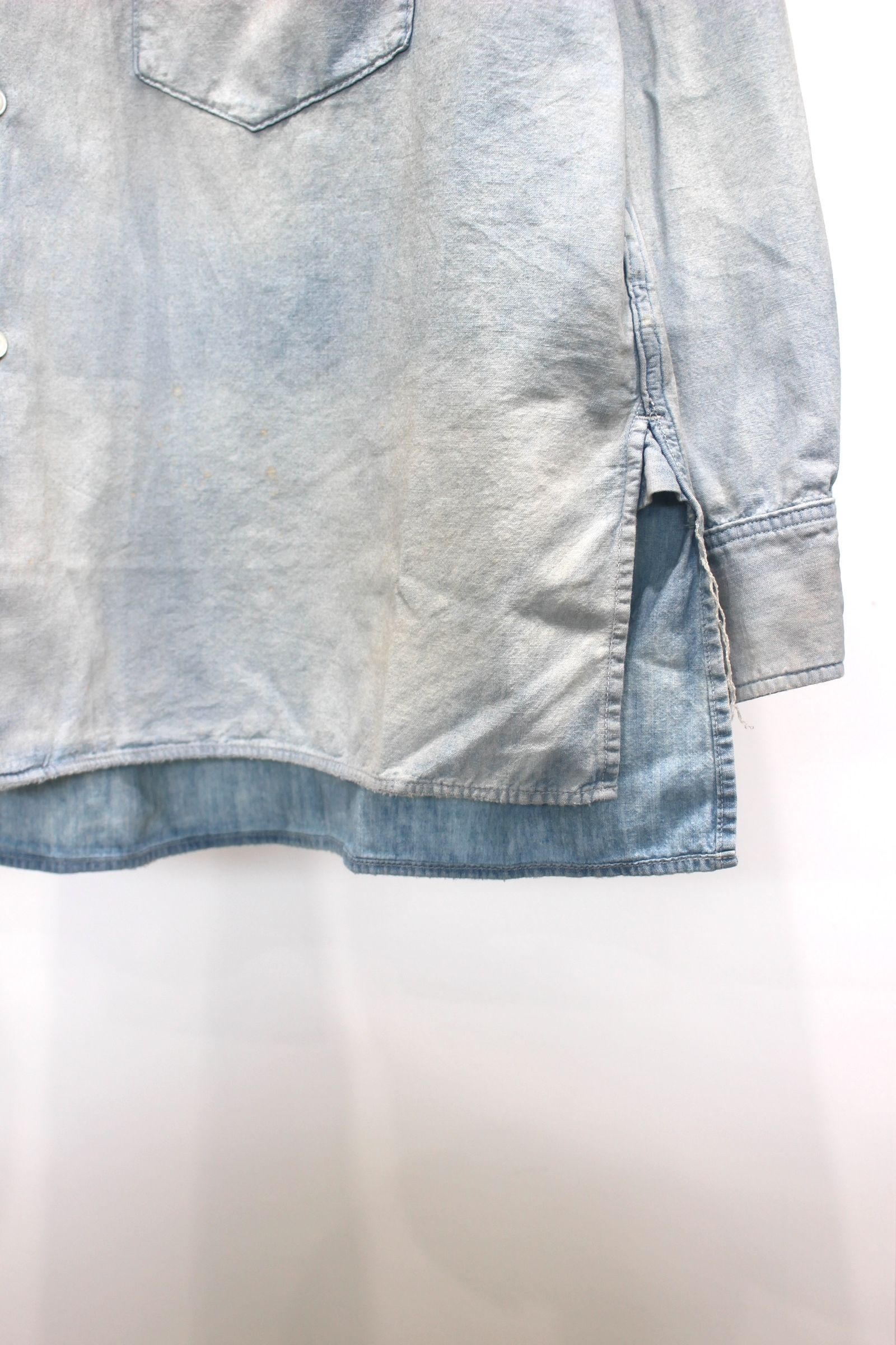 ANCELLM - AGING CHAMBRAY SHIRT | BLACK | シャンブレーシャツ ANCELLM - AGING CHAMBRAY SHIRT | BLACK | シャンブレーシャツ