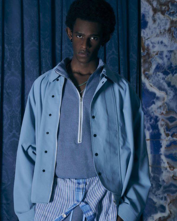 FLAP OVER SHIRT JACKET/SAX