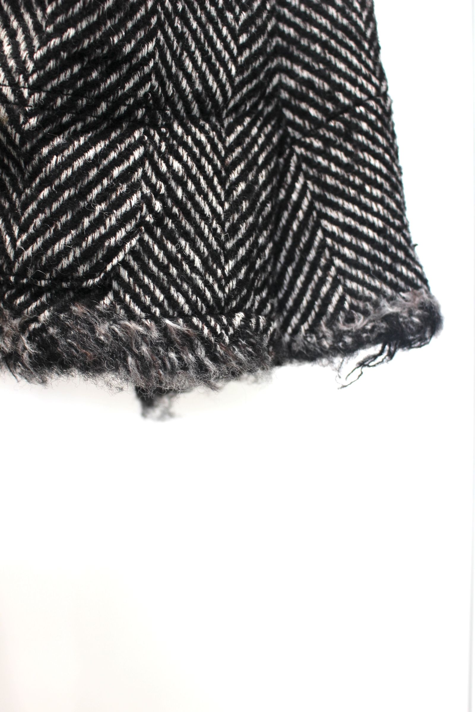 DAMAGE WOOL HERRINGBONE COVER ALL | WHITE×BLACK | カバーオール