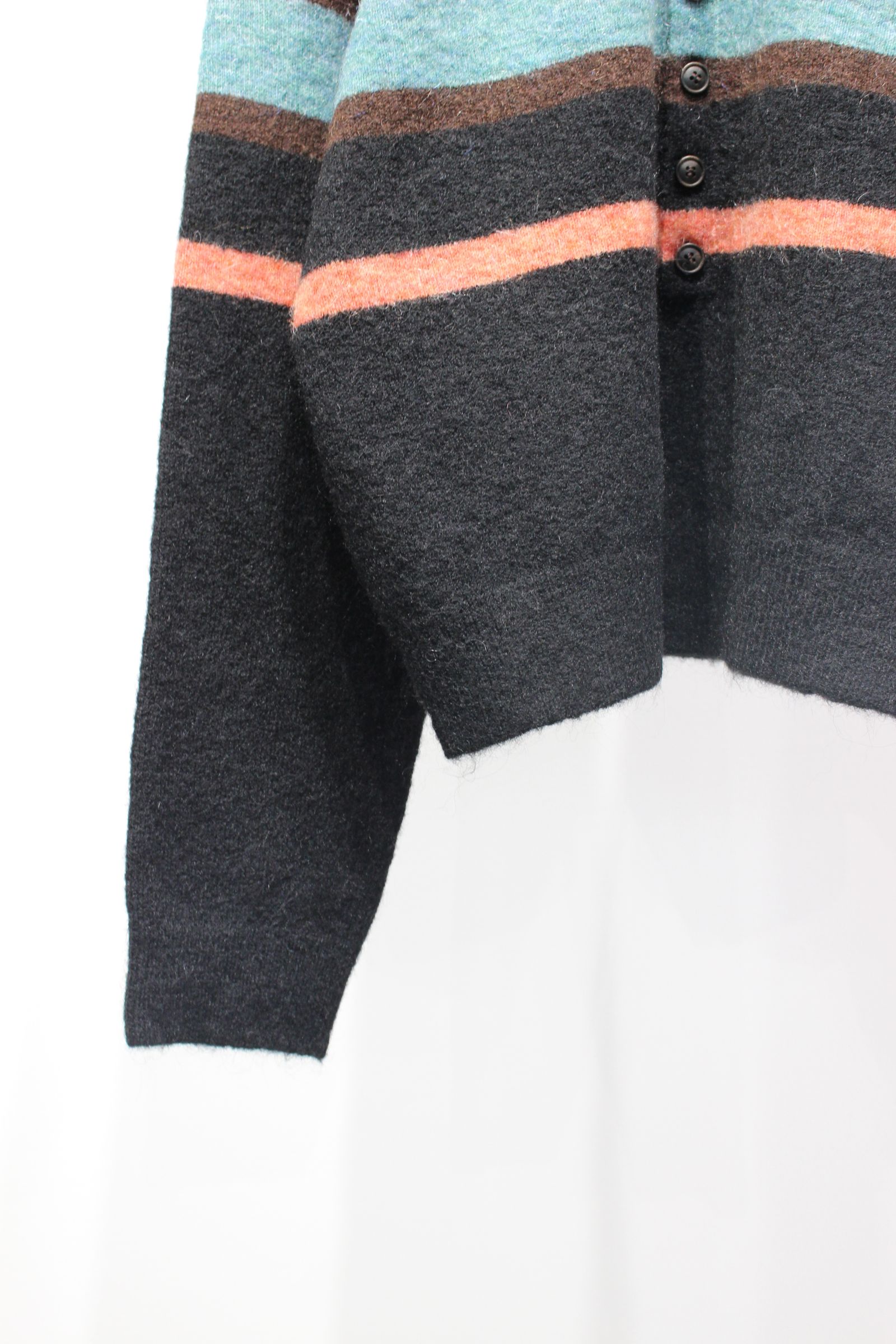 STRIPED KNIT POLO | BLACK | ニット