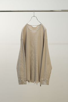 DAMAGE WAFFLE CREW LS T-SHIRT | GREIGE | ダメージワッフル