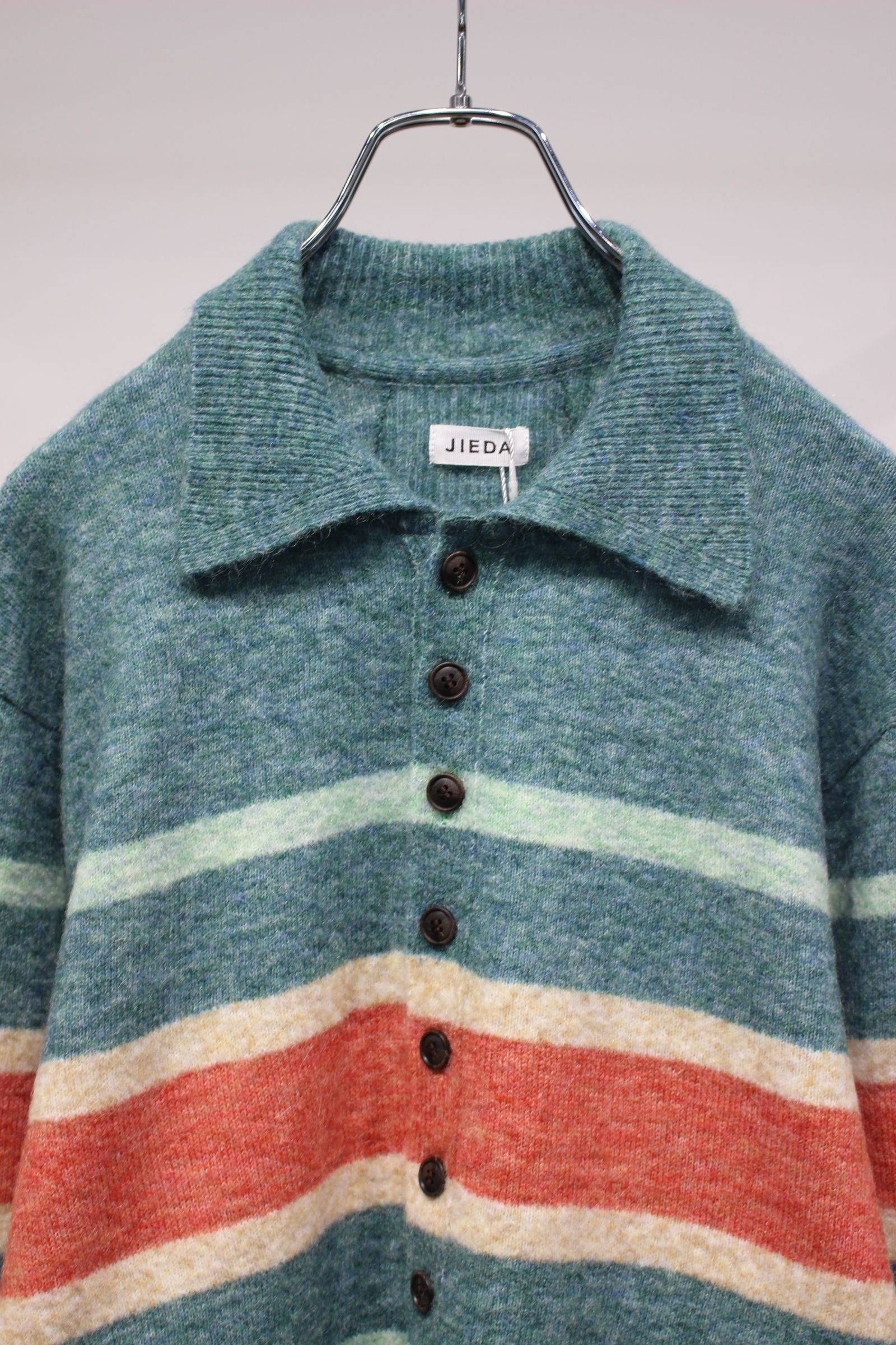 STRIPED KNIT POLO | EMERALD GREEN | ニット